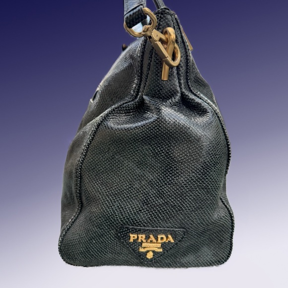💯Authentic Prada Python Black Satchel Shoulder Bag - Picture 4 of 8